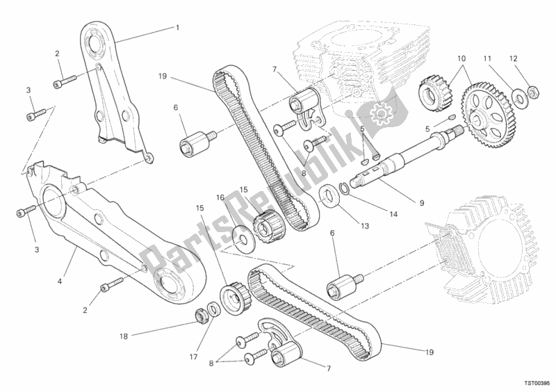 Alle onderdelen voor de Distributieriem van de Ducati Hypermotard 1100 EVO USA 2012
